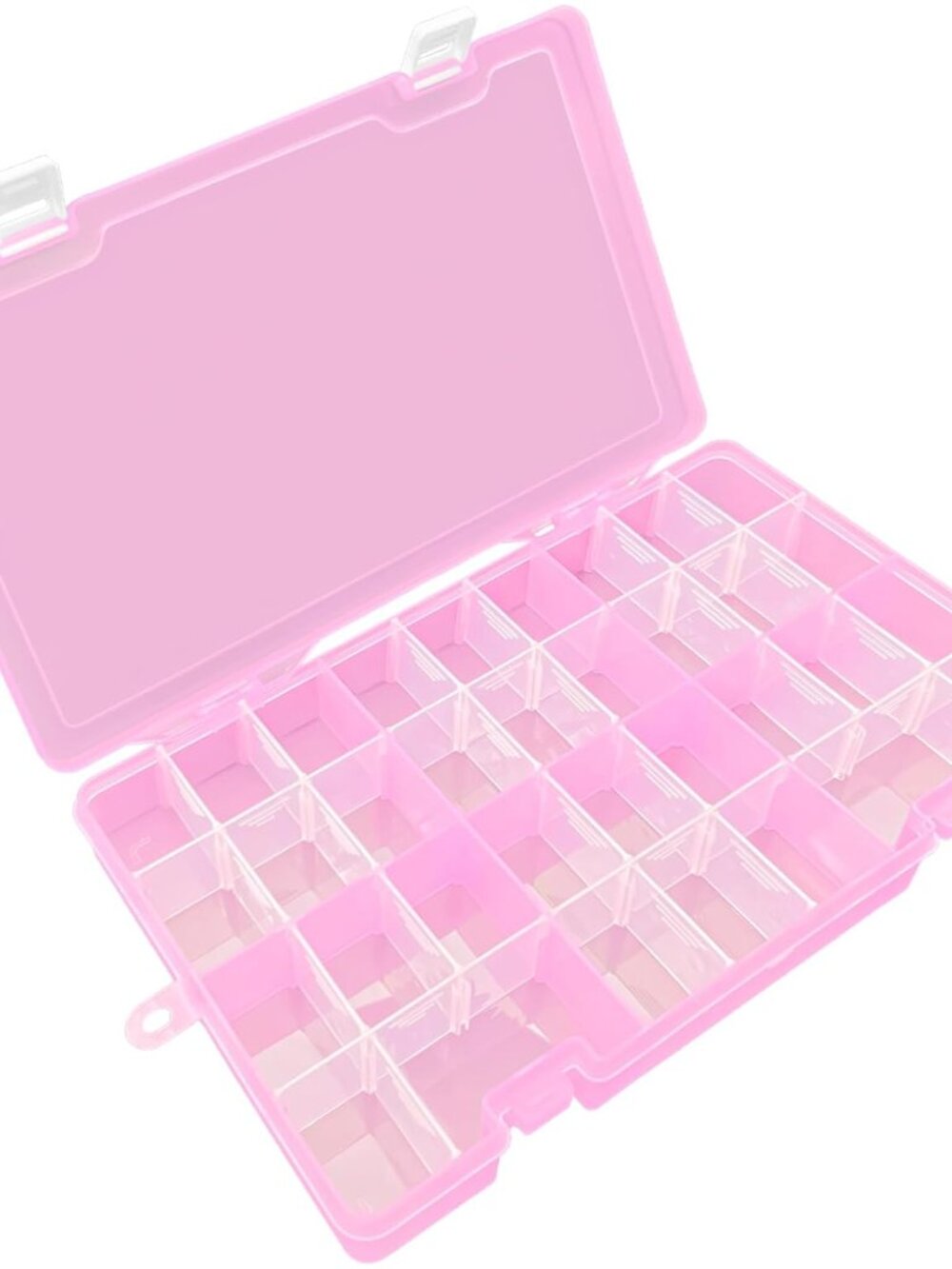 Plastic Organizer Storage Box, Adjustable Divider 34 Grids, Pink
